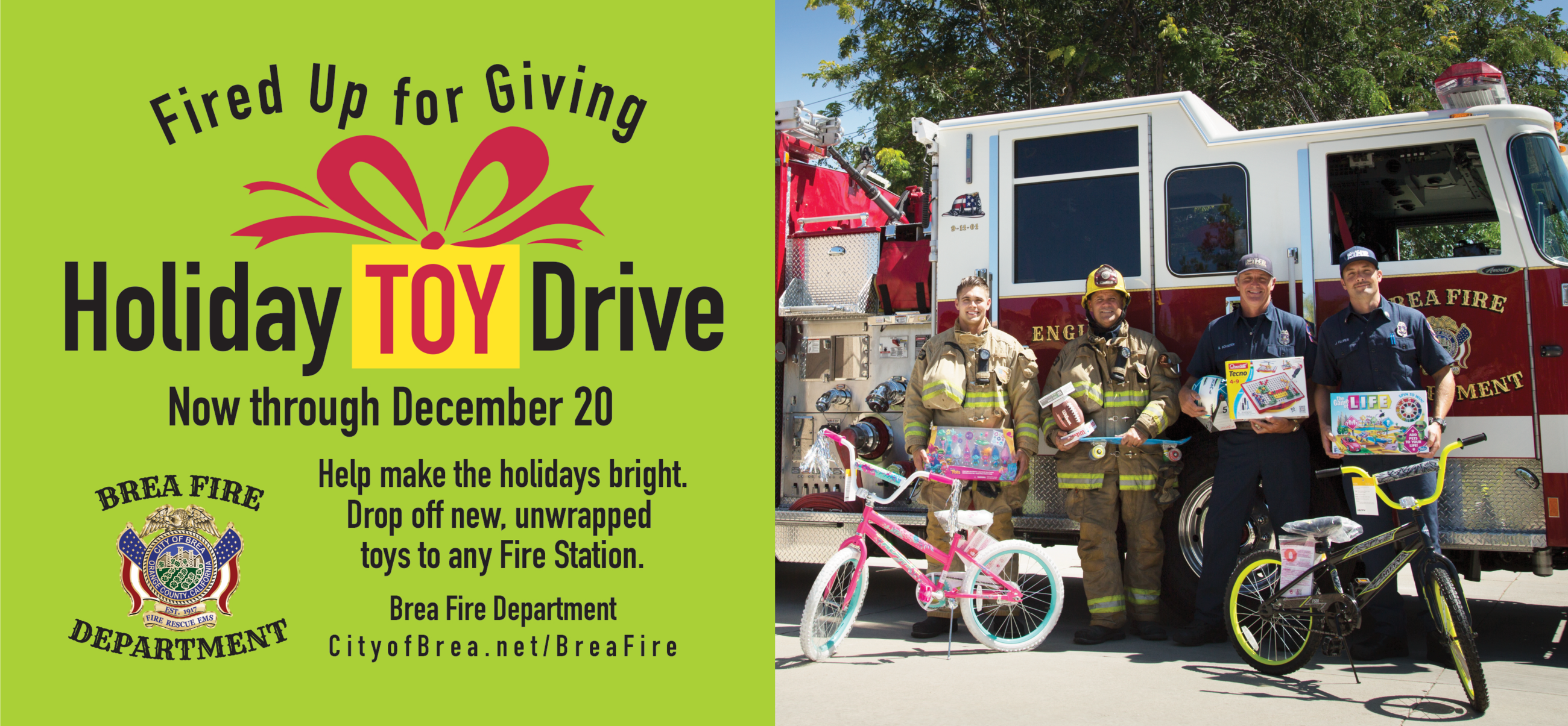 Toy Drive 2019 POSTCARD Brea
