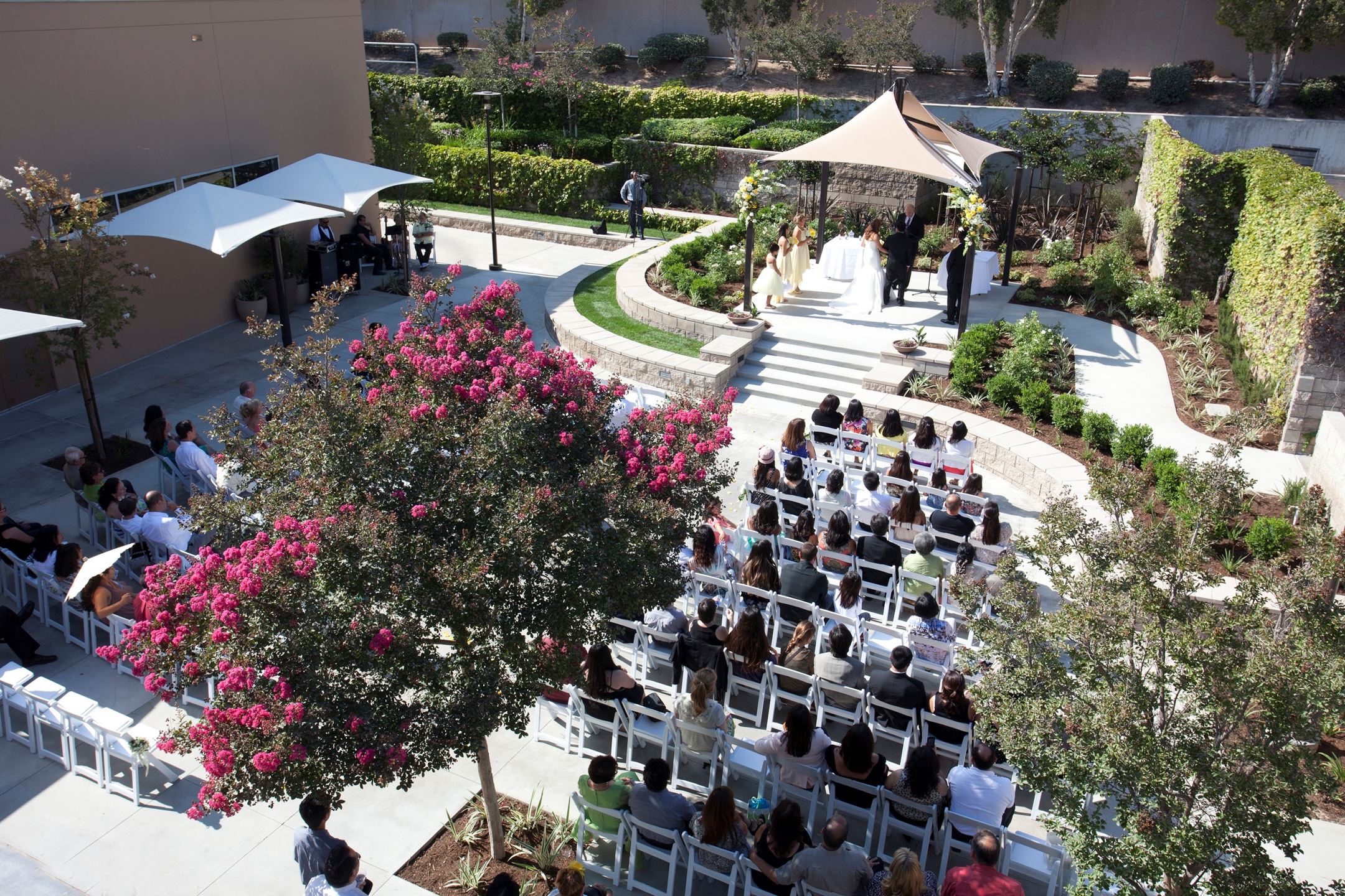 Art Garden with people sitting in white chairs